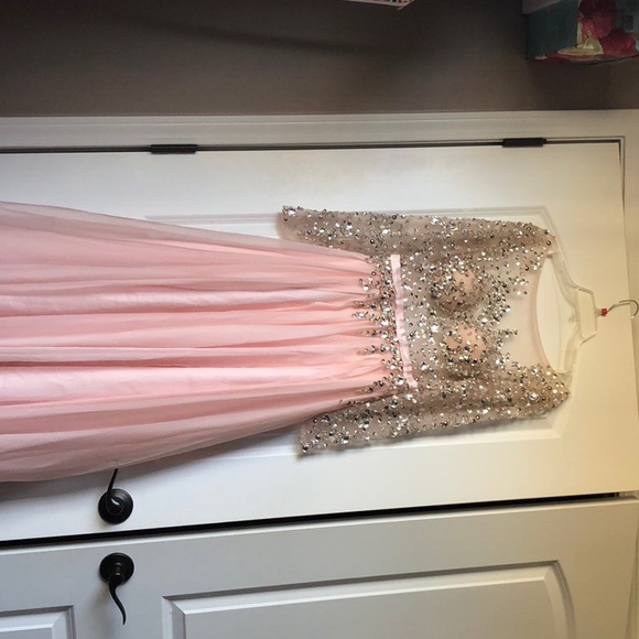 PINK PROM DRESS- WORN ONCE. CUSTOM - Picture 1 of 3